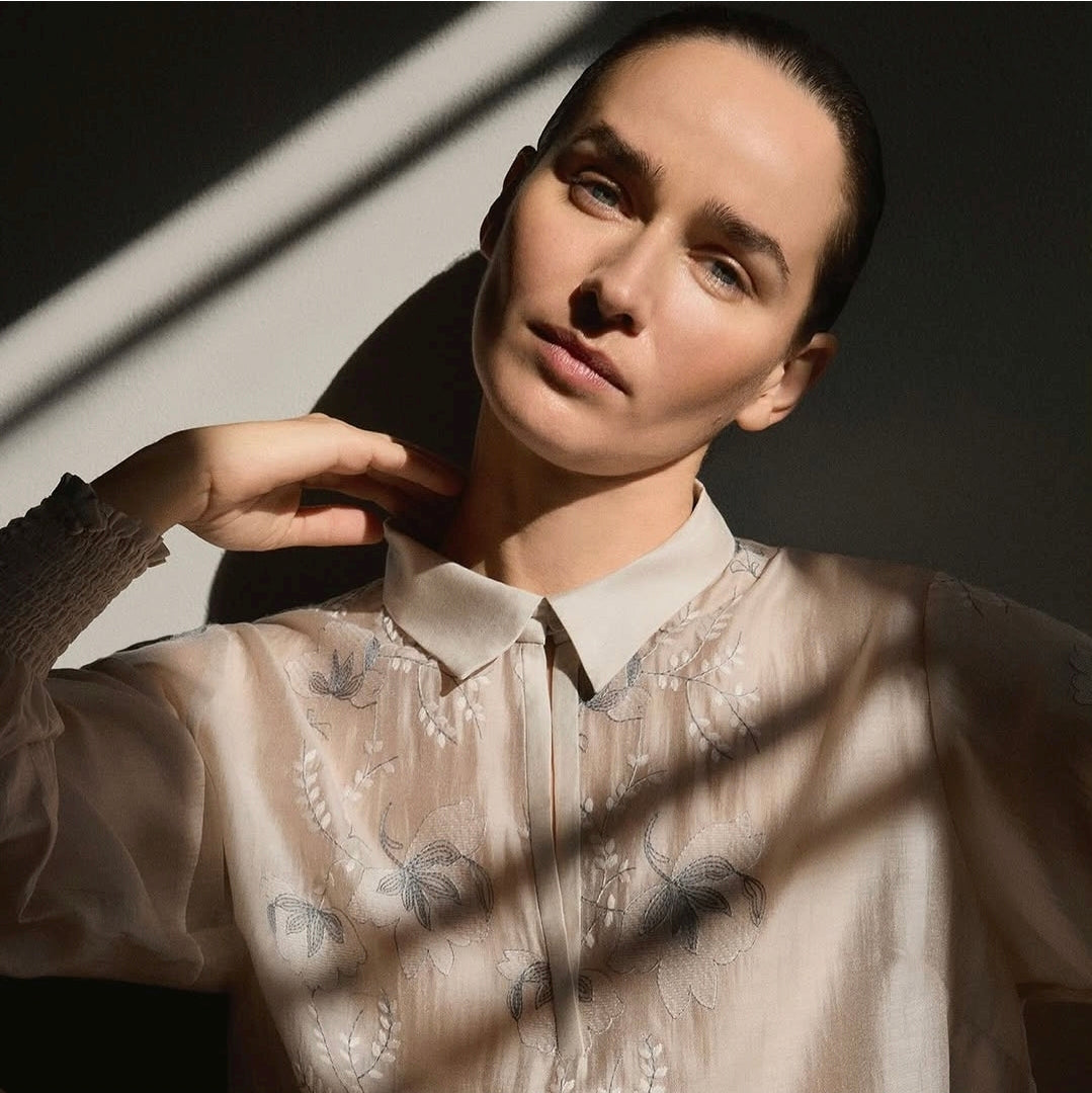 Gustav Light Grey Embroidered Blouse 60637