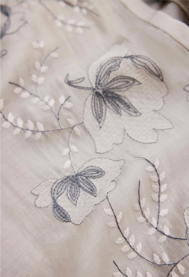 Gustav Light Grey Embroidered Blouse 60637