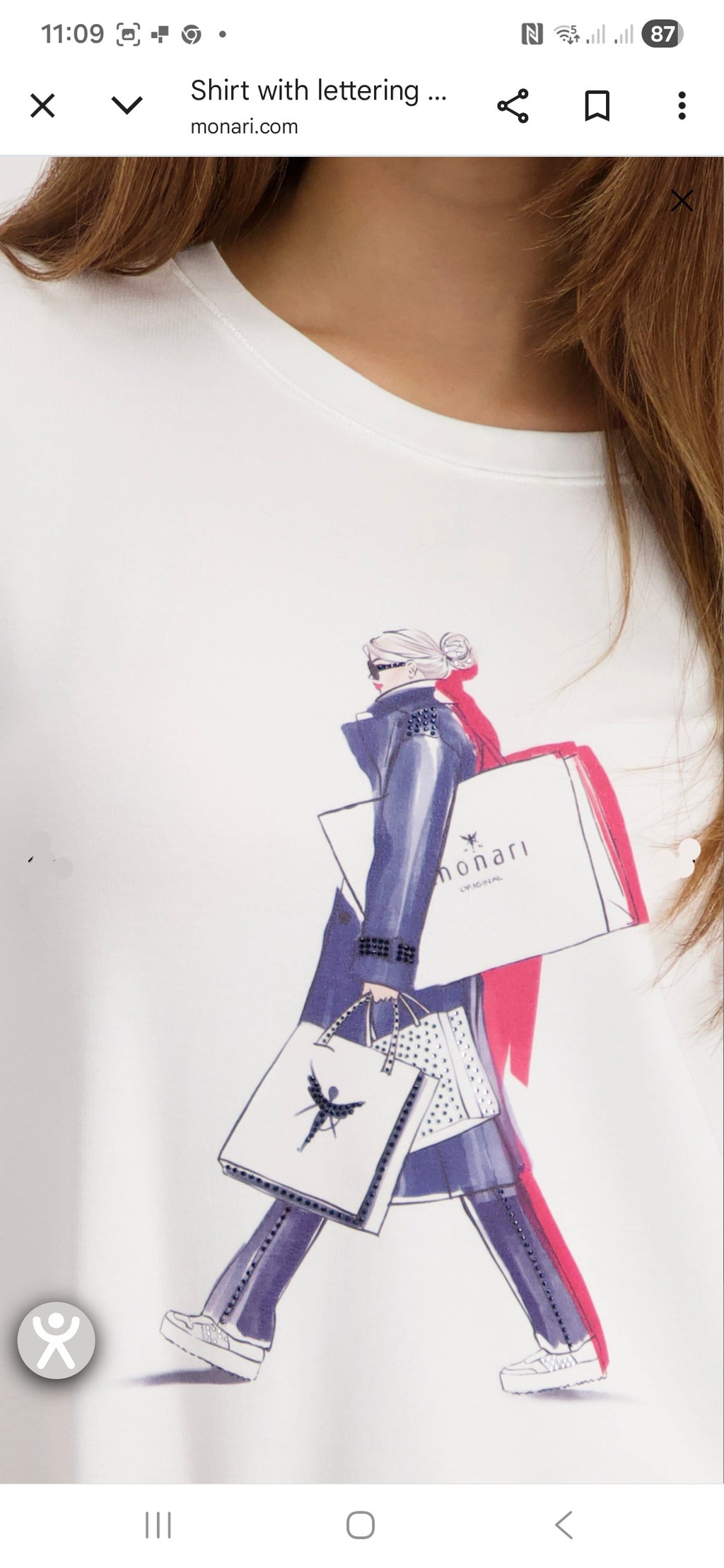 Monari 410082 Printed Round Neck T-Shirt With 3/4 Sleeve