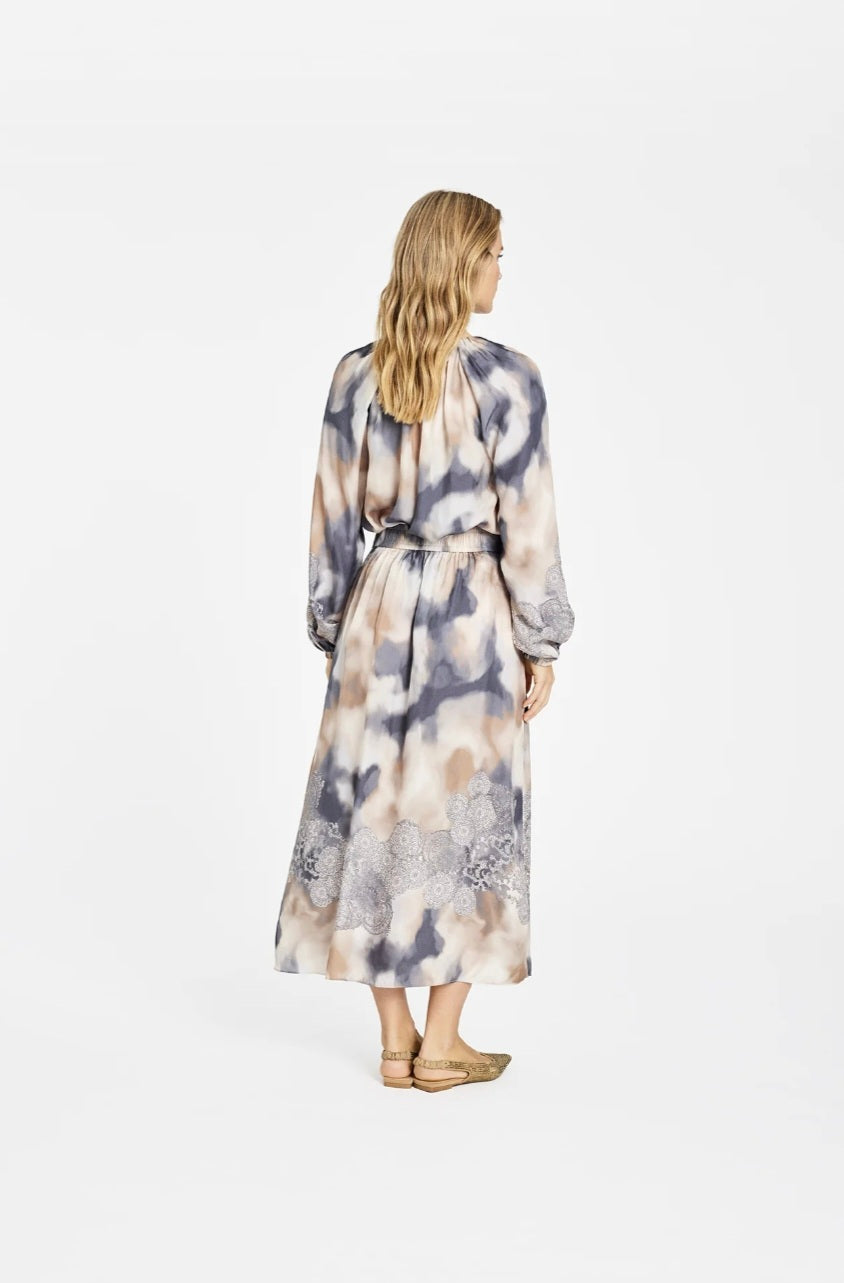 Gustav 60552 A line Multi Colored Camouflage Print Pleated Skirt