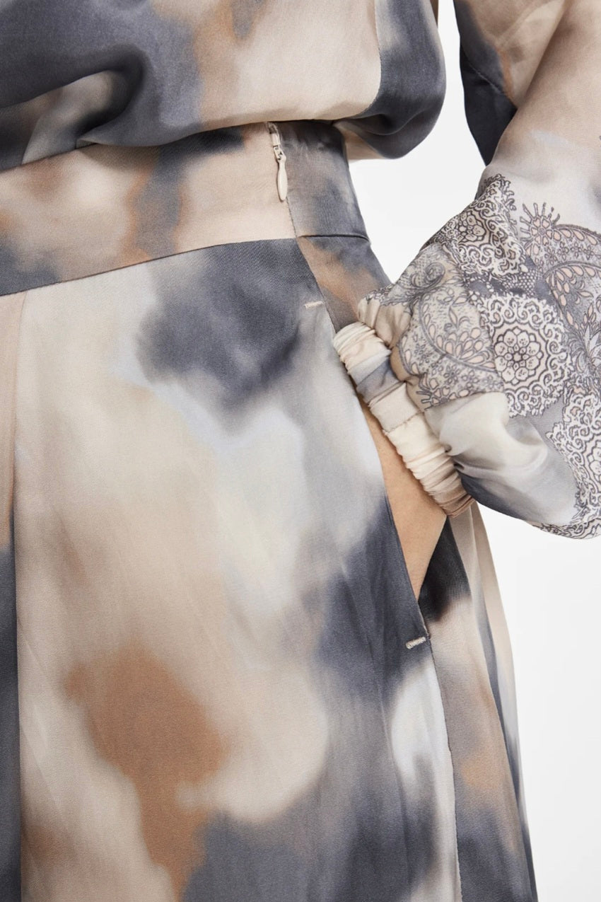 Gustav 60552 A line Multi Colored Camouflage Print Pleated Skirt