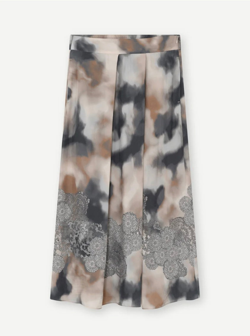 Gustav 60552 A line Multi Colored Camouflage Print Pleated Skirt