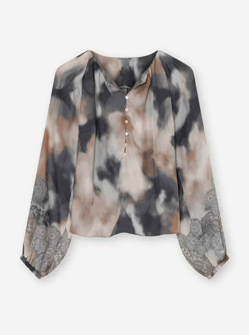 Gustav 60605 Multi Colored Camouflage Print Long Sleeves Blouse