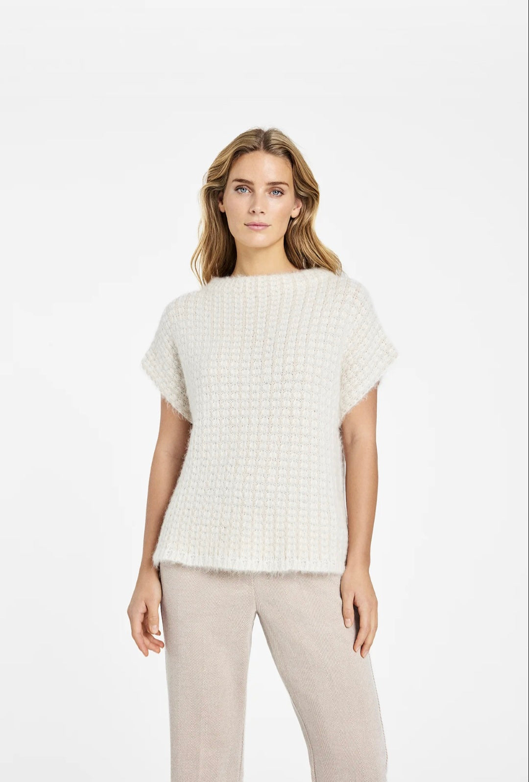 Gustav 60438 Off White Knitted Tabard Gilet