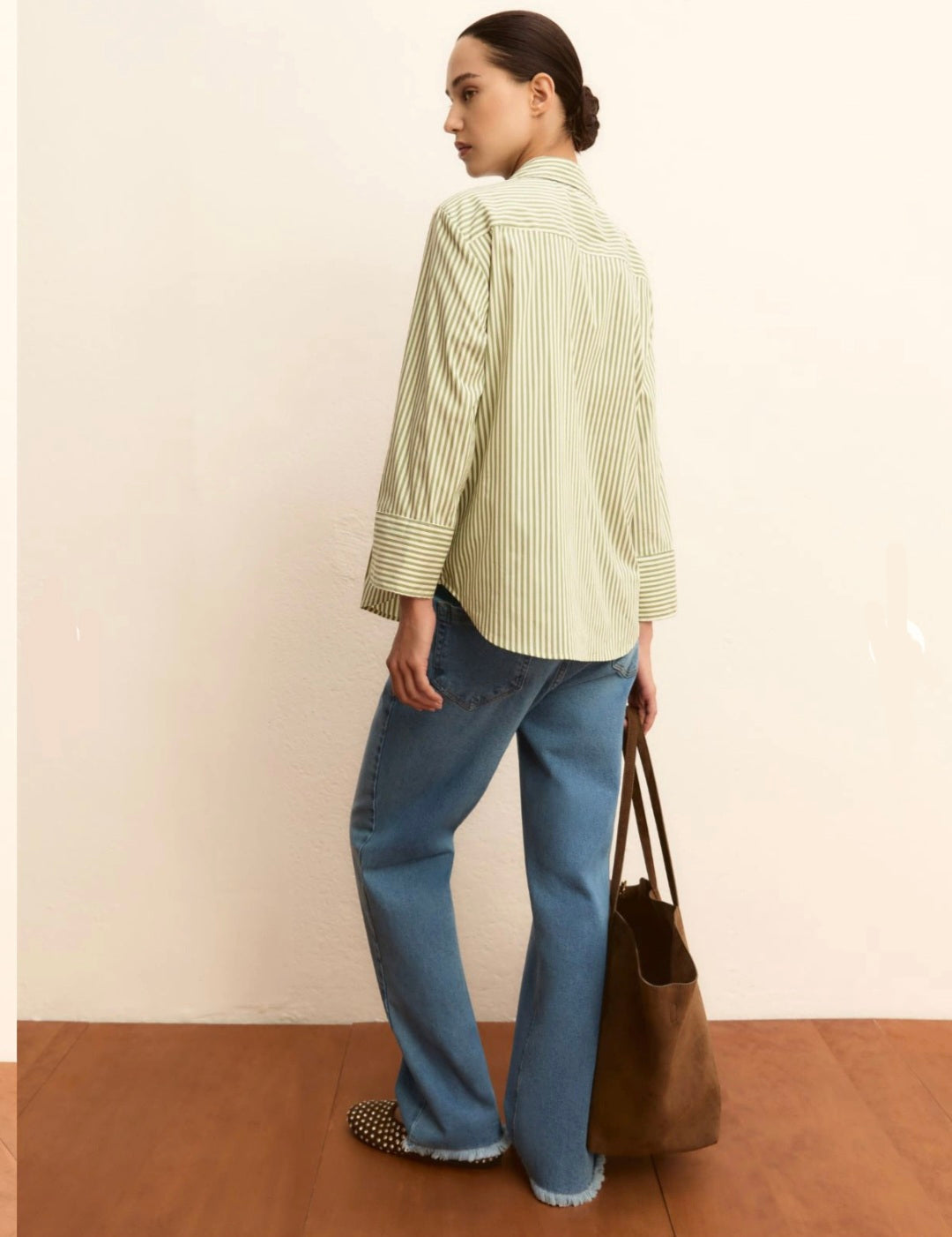 Emme Green Stripe Boxy Shirt 261511121120