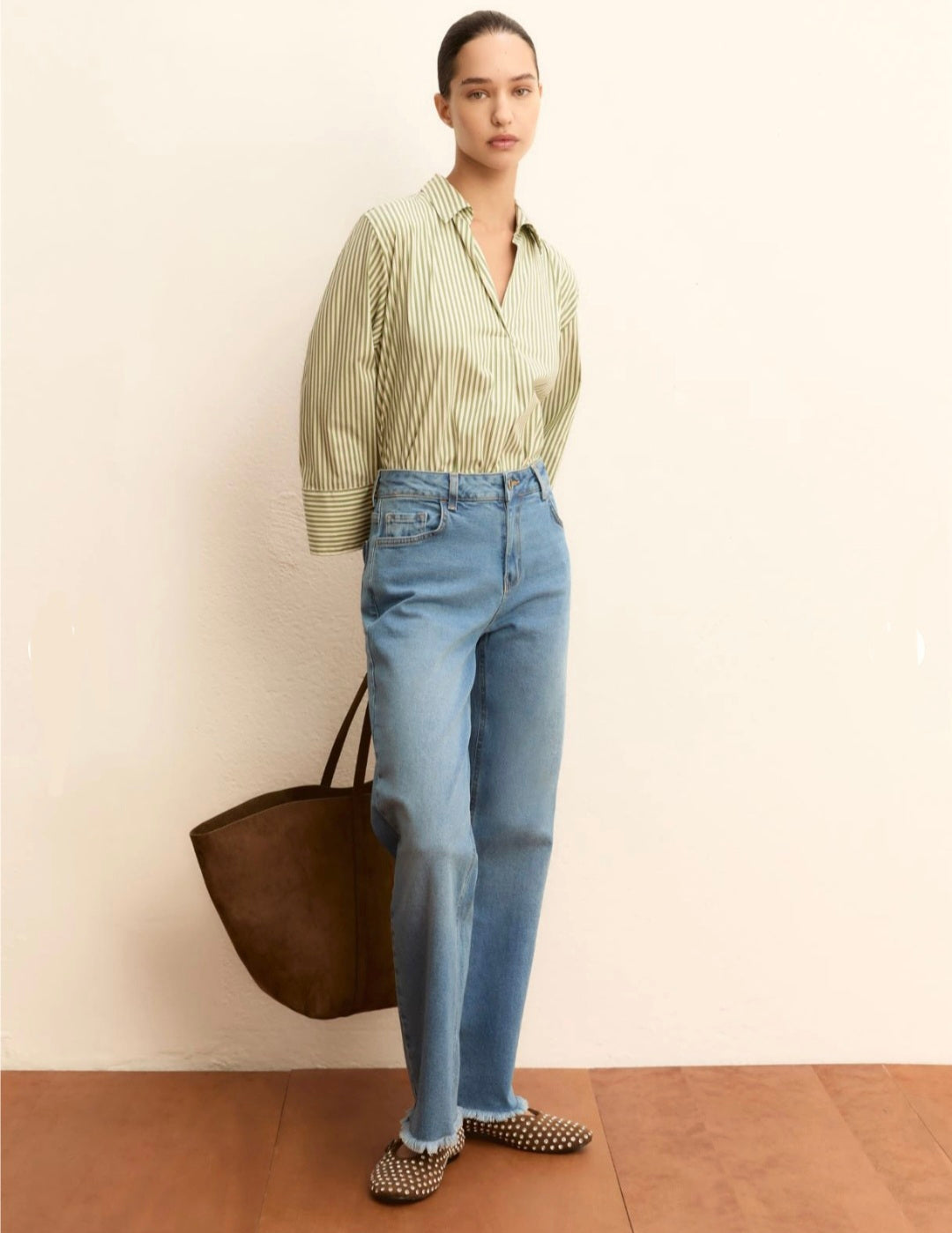 Emme Green Stripe Boxy Shirt 261511121120