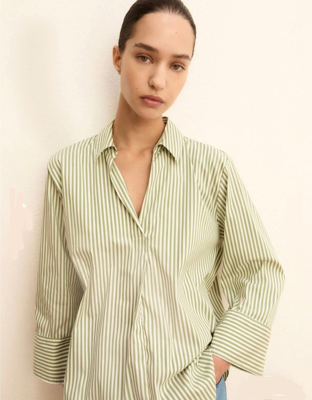 Emme Green Stripe Boxy Shirt 261511121120