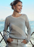 Monari 410416 Mix Fabrics Champagne Beige Jumper With Round Neck