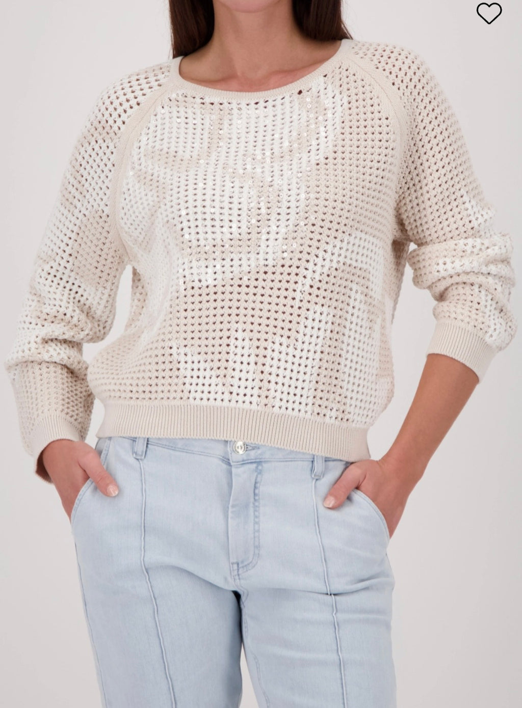 Monari 410280 Jumper With  Champagne Beige Pattern Allover