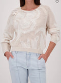 Monari 410280 Jumper With  Champagne Beige Pattern Allover