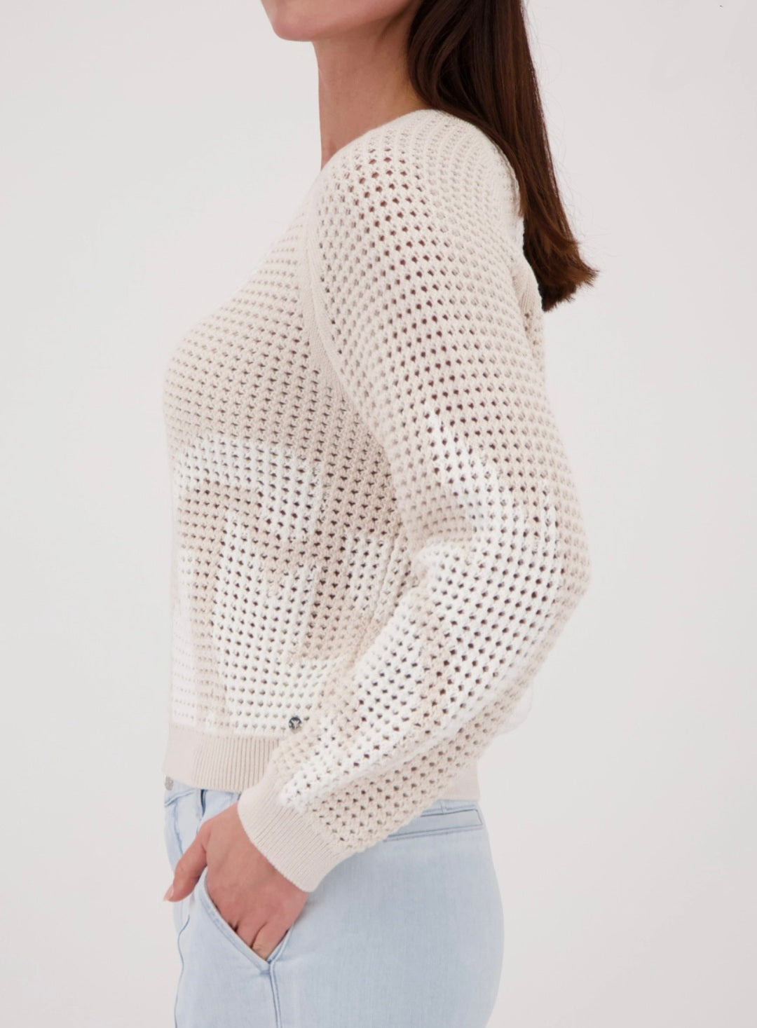 Monari 410280 Jumper With  Champagne Beige Pattern Allover