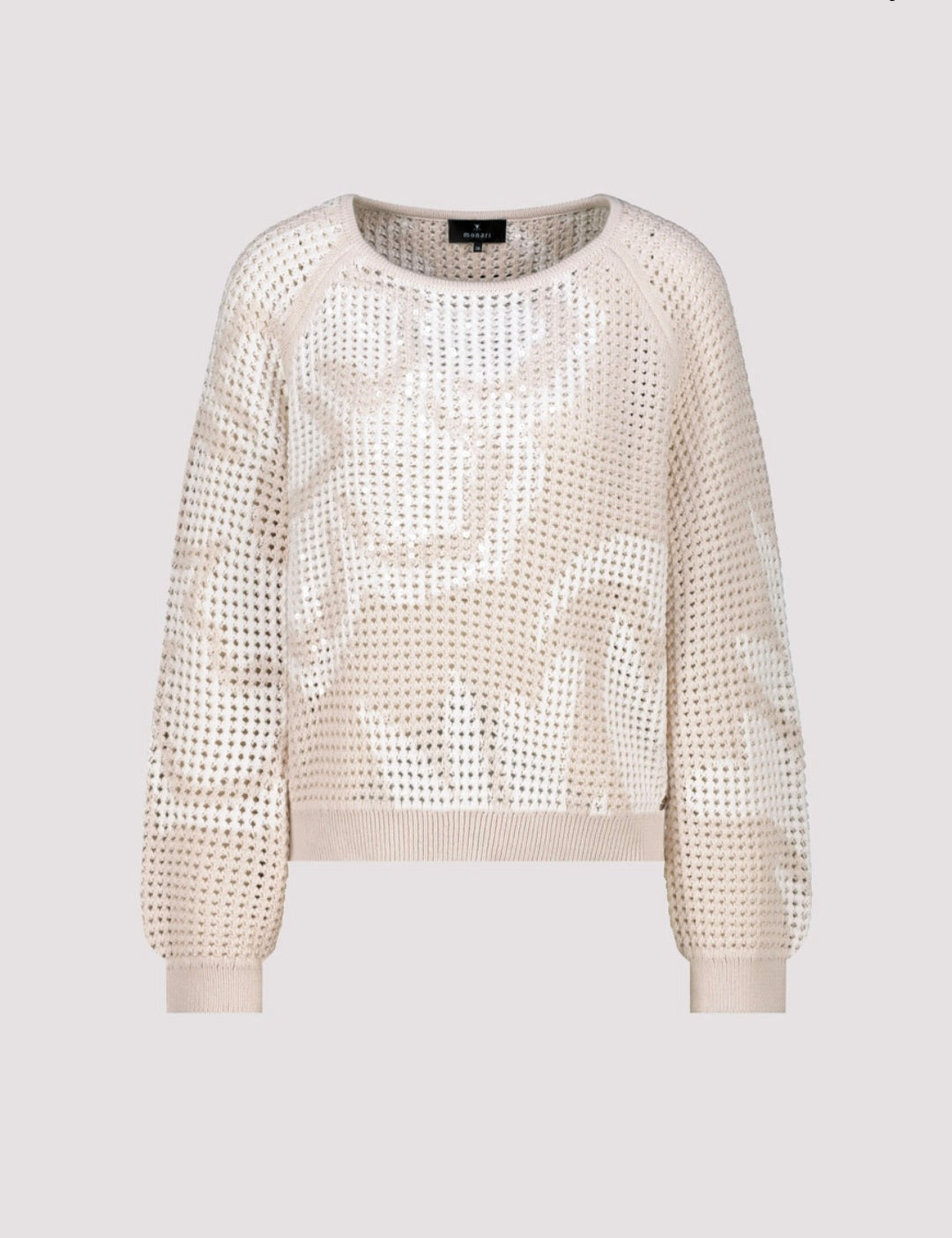 Monari 410280 Jumper With  Champagne Beige Pattern Allover