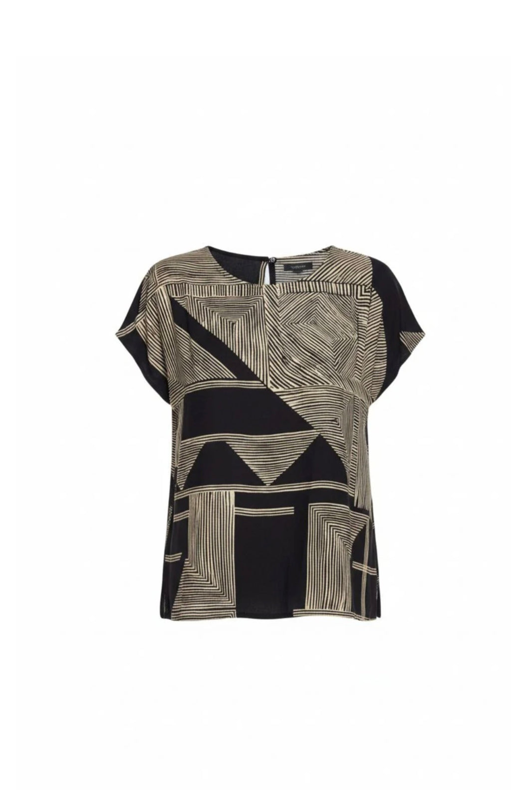 Peruzzi 518 Black /White Geometric Print Top