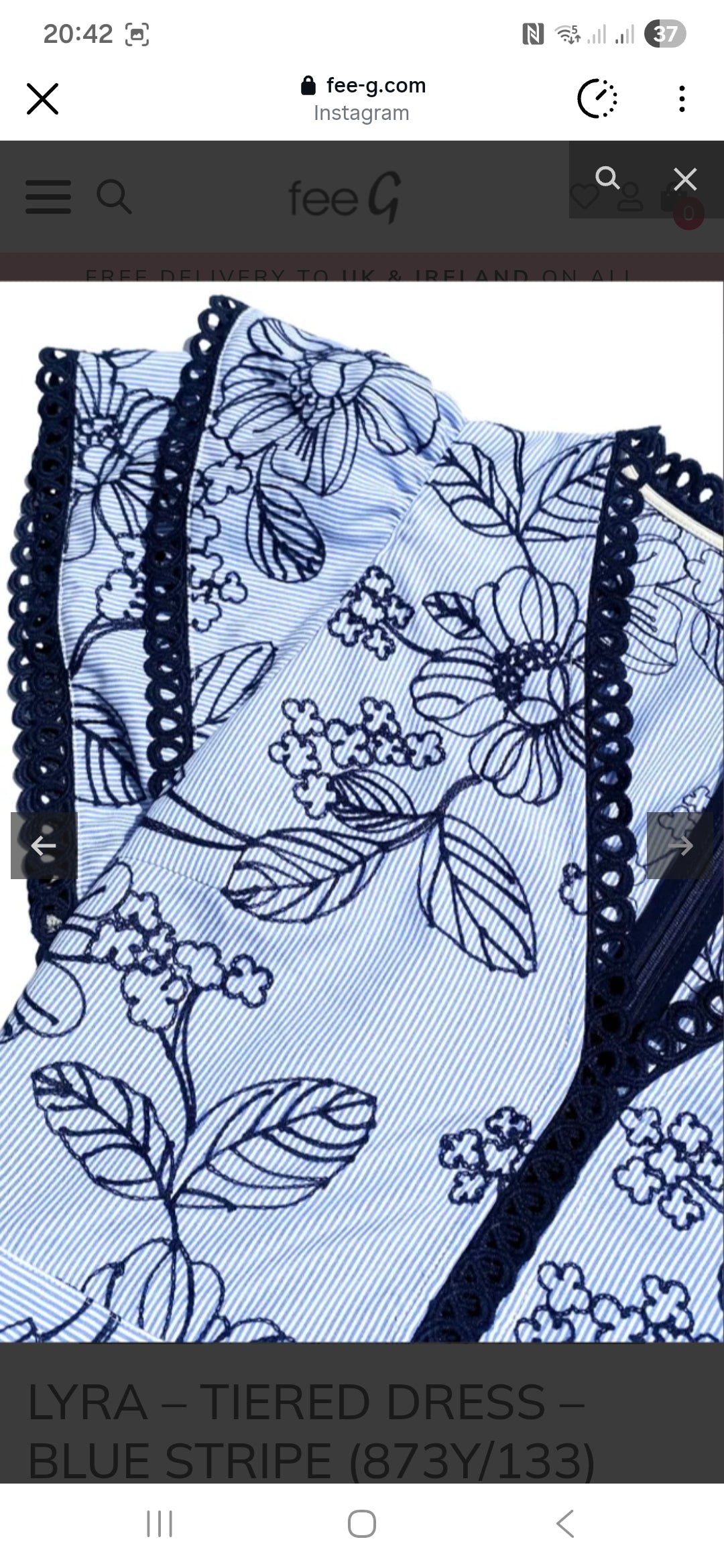 Fee G Lyra Ric-Rac Tiered Maxi Dress With Blue Stripes 873Y