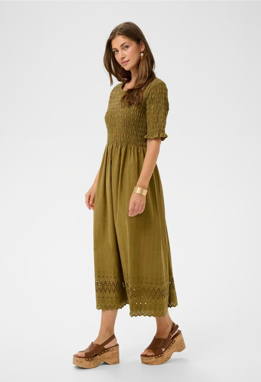 Cream 10614958 Olive Broderie Anglais Dress