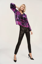 Load image into Gallery viewer, Joseph Ribkoff - Puple/Black Printed Blouse
