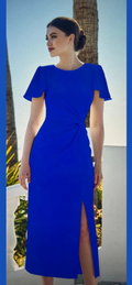 Sonia Pena 1260034 Royal Blue Fitted Midi Split Dress