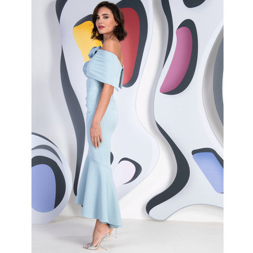 Kevan Jon Arabella Flare Dress With Large Corsage Off-Shoulder Design