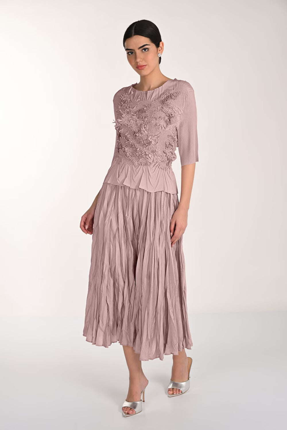 Frank Lyman 268520 Crinkle Rose Pink Two Piece Outfit