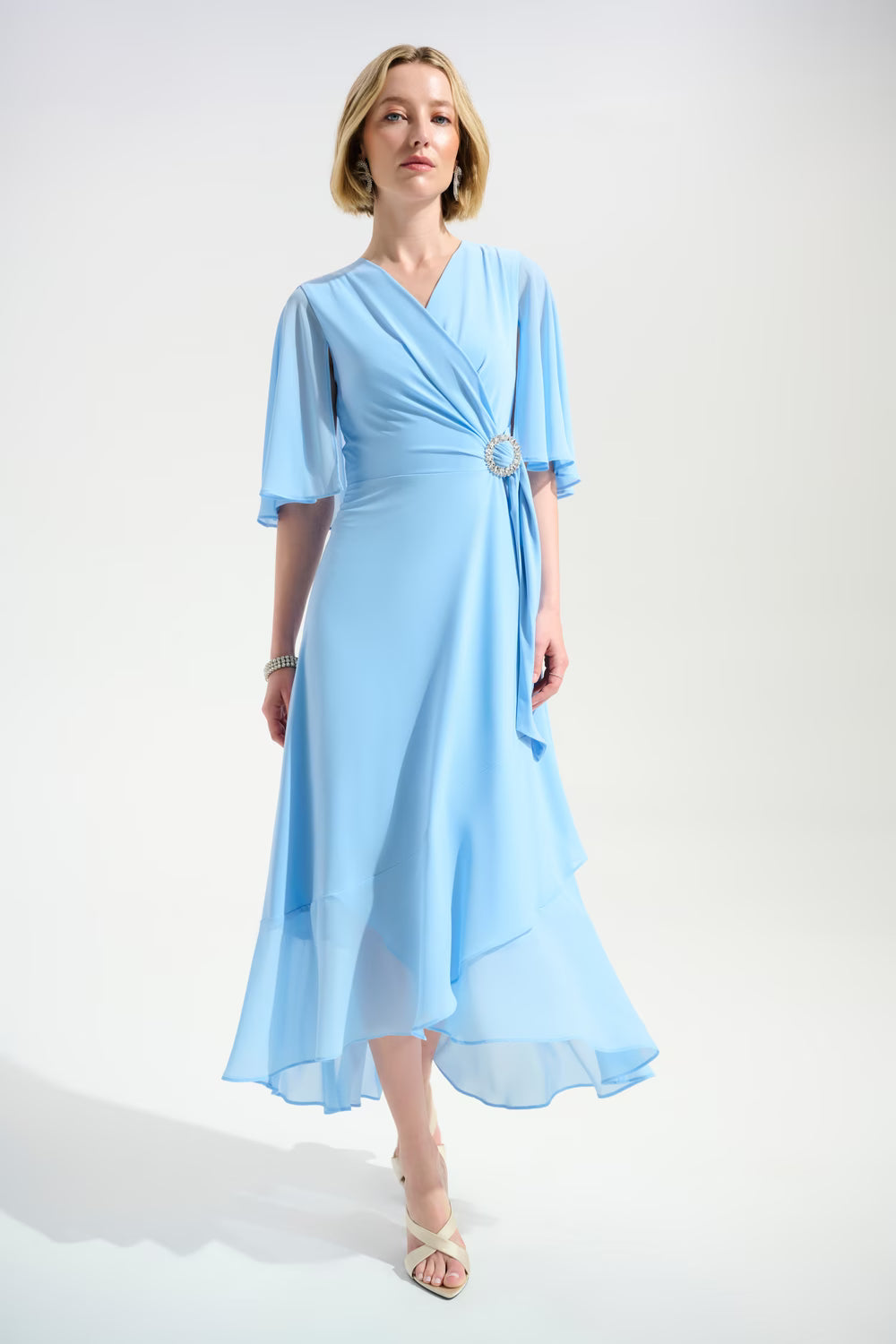 Joseph Ribkoff 261714 Sky Blue Chiffon Midi Dress
