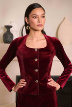 Load image into Gallery viewer, Joseph Ribkoff - Burgundy Velvet Jacket
