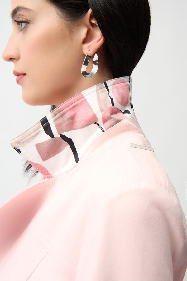 Joseph Ribkoff 261910 Zipper Closure Casual Biker Pink Jacket