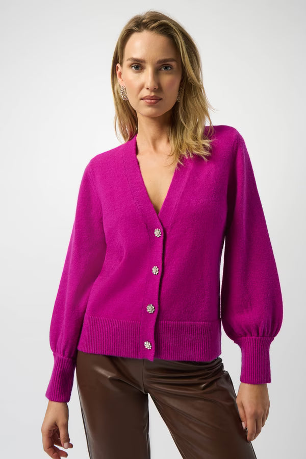 Joseph Ribkoff - V neck Puff Sleeve Cardigan