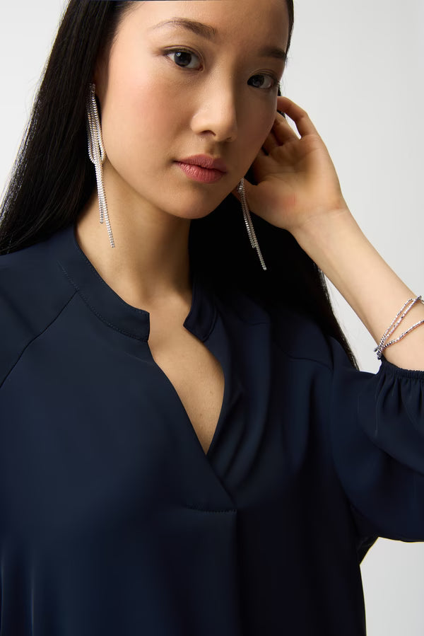 Joseph Ribkoff 261076 Navy Smart Puff-Sleeve Blouse Top