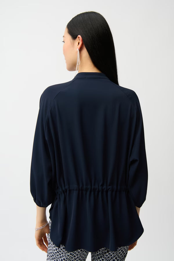 Joseph Ribkoff 261076 Navy Smart Puff-Sleeve Blouse Top
