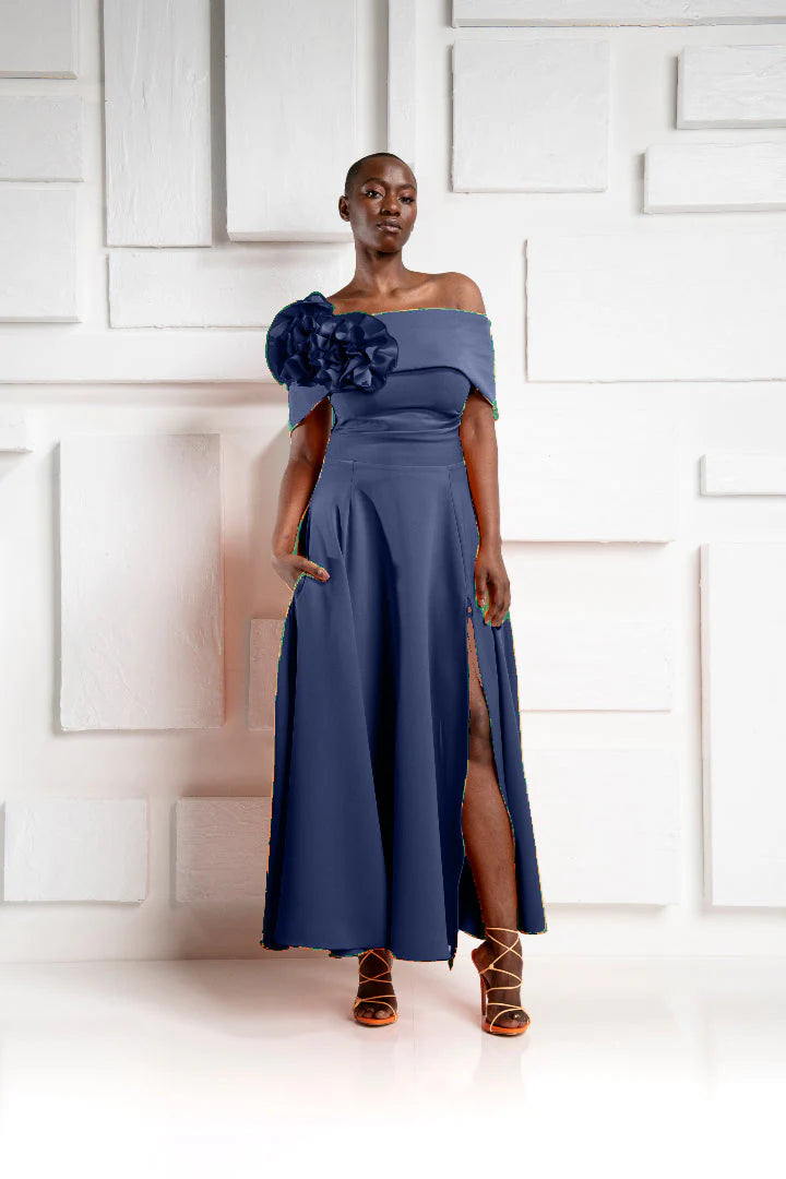 Kevan Jon Kyoto Flare Del Scuba Fabric Dress