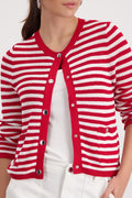 Monari 410216 Chilli Pepper Red Stripe Cardigan With Silver Poppas