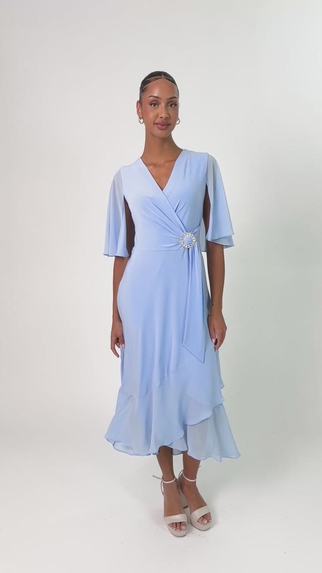 Joseph Ribkoff 261714 Sky Blue Chiffon Midi Dress