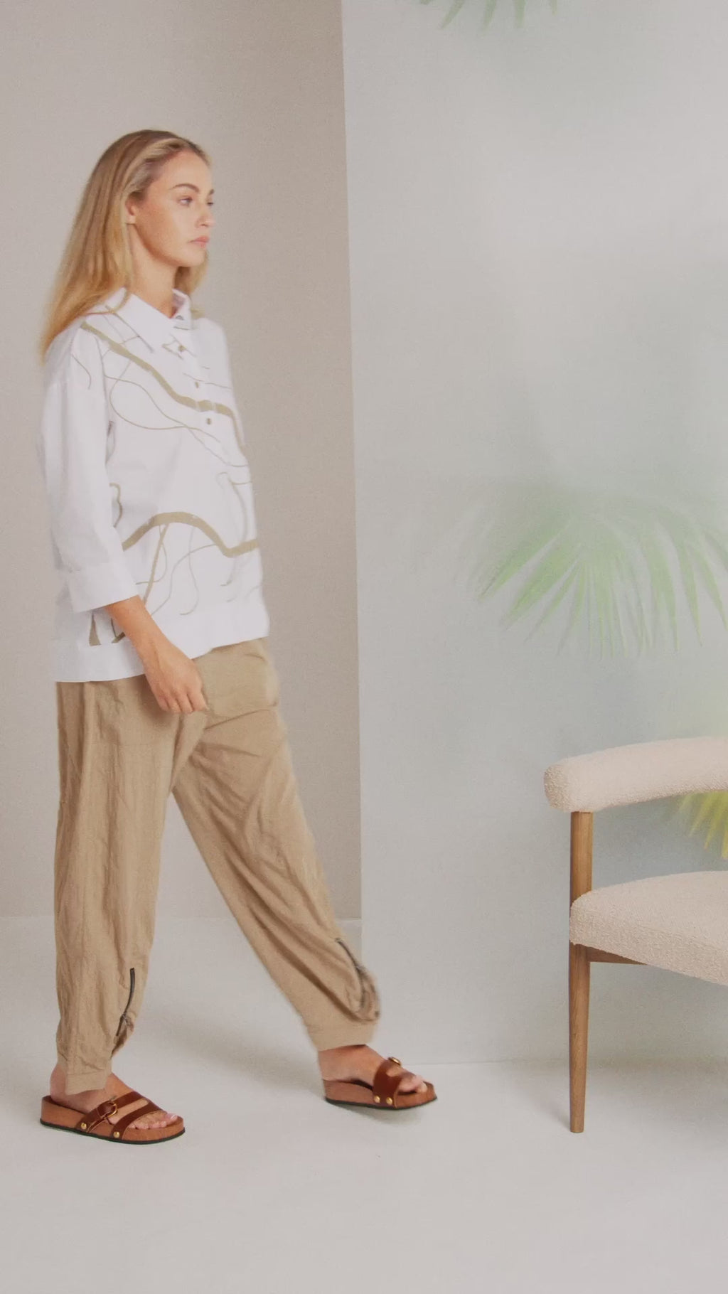 Naya Placket Printed Top With Contrast Hem Panel And Cuff 215