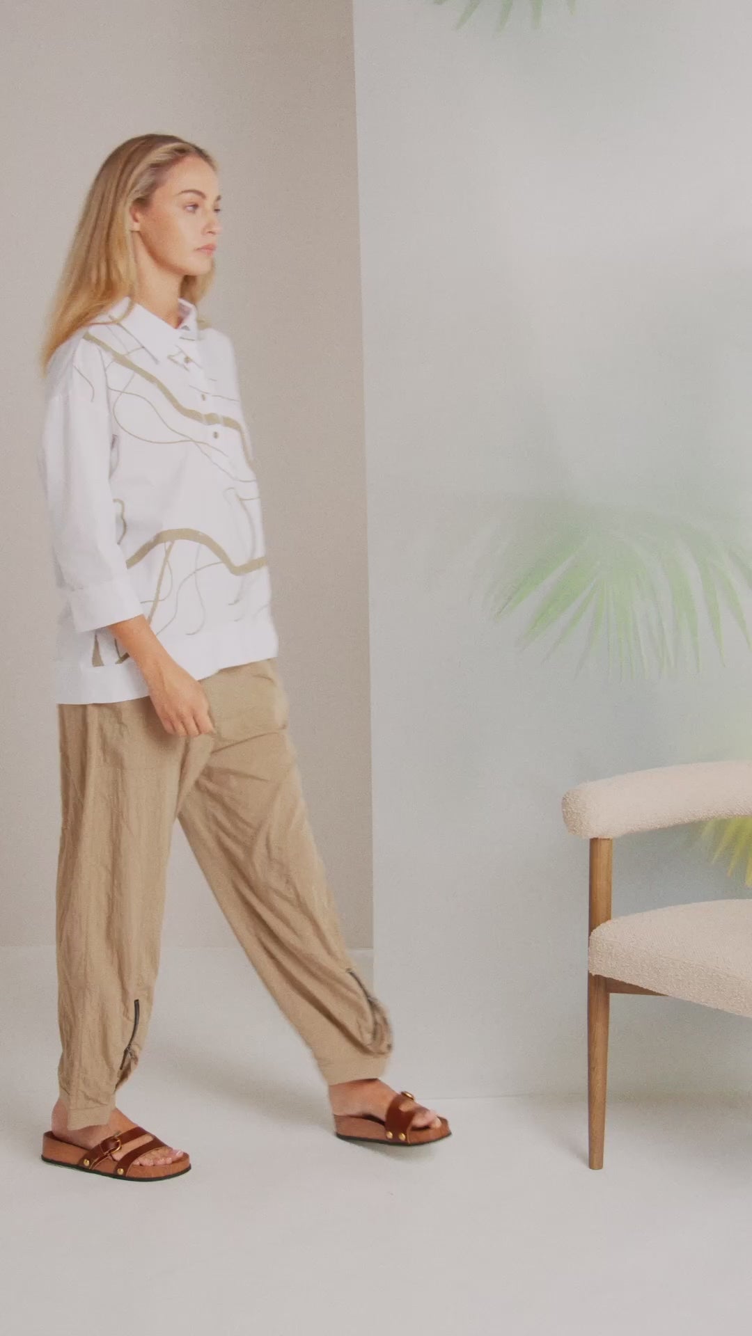 Naya Placket Printed Top With Contrast Hem Panel And Cuff 215