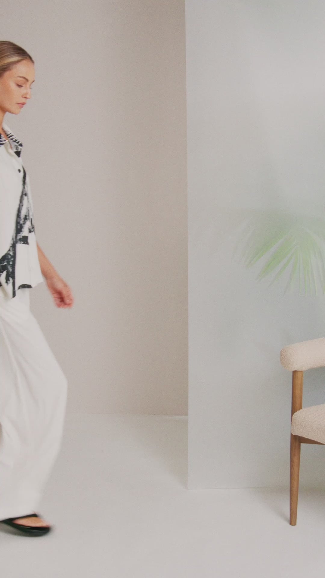 Naya Brush Stroke Print Blouse With Contrast Cuff 318