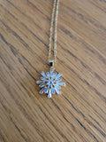 White Leaf - Cubic Zirconia Starburst Necklace