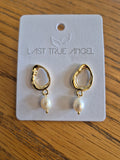 White Leaf- Pearl Drop Earrings