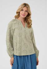 Load image into Gallery viewer, Cream - Khaki Embroidered Blouse
