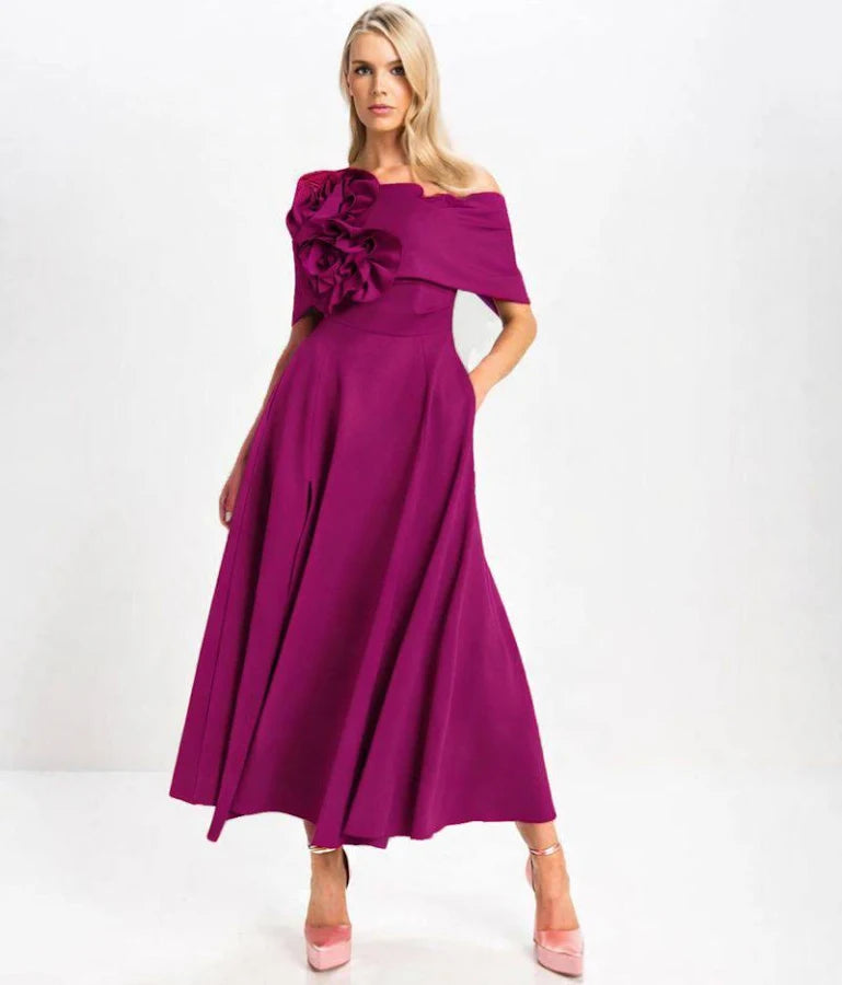 Kevan Jon Kyoto Flare Del Scuba Fabric Dress